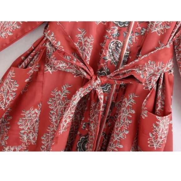 #7 Bohemian Gypsy Floral Print Belted Kimono Cover up - Picture 7 of 7
